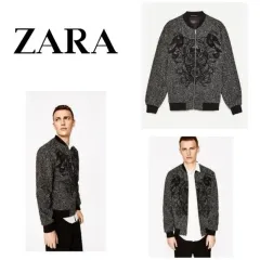 ZARA ザラ ジャカード スカル 刺繍 ブルゾン アウター M