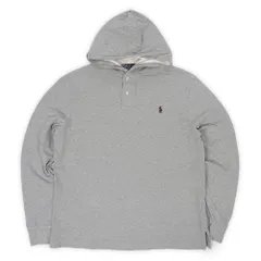 ポロラルフローレン POLO RALPH LAUREN 00s 2000年代 フーディーポロシャツ 鹿子 コットンピケ 長袖 USA ヴィンテージ アメリカ 古着 メンズ パーカー カットソー グレー L【中古】