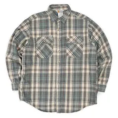 カーハート Carhartt 90s 90年代 ヘビーネルシャツ MADE IN USA アメリカ製 星タグ 三角タグ ワーク WIP ヴィンテージ 古着 メンズ シャツ グレー系 チェック柄 XL【中古】