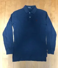 POLO RALPH LAUREN ポロラルフローレン カラーネック ポロTシャツ 長袖Tシャツ ネイビー S