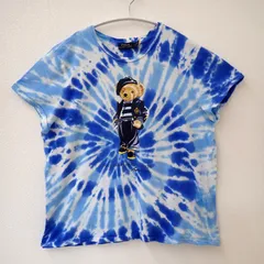 古着　POLO RALPH LAUREN ポロラルフローレン　Lサイズ　170/96A　レディースTシャツ　ブルー系　水色　絞り柄　POLO BEAR by RALPH LAUREN ポロベアー