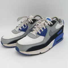 NIKE ナイキ AIR MAX 90 LEATHER エアマックス90レザー スニーカー ジュニア 24cm ホワイト/グレー/ロイヤルブルー 白/灰/青 B-9-5