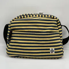 BN8181●CHUMS チャムス  ストライプ スエット ショルダーバッグ イエロー×ネイビー