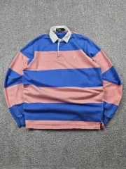 USA POLO RALPH LAUREN ストライプ ラグビー Tシャツ ( M ) / 9848