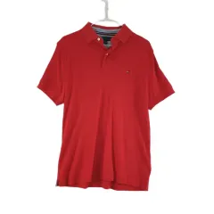 J7746 Tommy Hilfiger トミーヒルフィガー メンズS レッド 半袖 カラーTシャツ