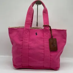 BN8228□ポロラルフローレン キャンバス トートバッグ ピンク系 ポニー刺繍 レザータグ マザーズバッグにも