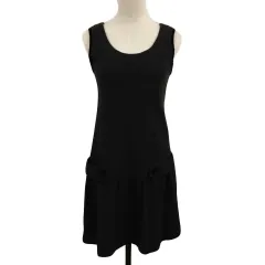 レストローズ L'EST ROSE ワンピース フレア ミニ 無地 ウール ノースリーブ 2 黒 ブラック