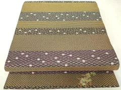 平和屋着物▼全通柄袋帯　作家物　箔散らし横段文　金糸　正絹　逸品　DABC3499az