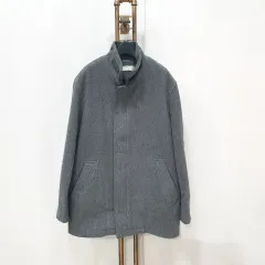 (JJ28365)リーバイス メンズ グレー ウール混 コート XL (105)