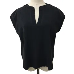 ビーミングバイビームス B:MING LIFE STORE by BEAMS カットソー ニット スリットネック プルオーバー 半袖 M 黒 グレー ブラック