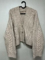 ケーブルニットカーディガン アイボリー (クロップド)
