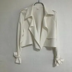 アイボリー クロップド トレンチ コート リボン 袖