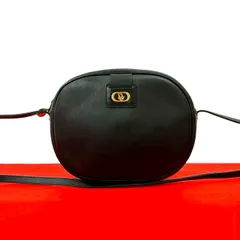 極 美品 Christian Dior ディオール ヴィンテージ ハニカム柄 ロゴ 金具 レザー ミニ ショルダーバッグ ポシェット ブラック 25071