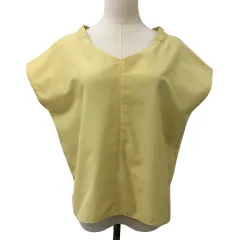 アーバンリサーチ URBAN RESEARCH ブラウス シャツ プルオーバー Vネック 無地 タック スリット フレンチスリーブ 半袖 Free 黄 イエロー