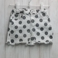 ZARA KIDS ザラキッズ ドット柄 裾フリンジ デニム スカート size9/134cm