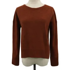 マカフィー MACPHEE トゥモローランド セーター ニット ボートネック プルオーバー 無地 ウール カシミヤ混 スリット 長袖 S 茶 オレンジ ブラウン