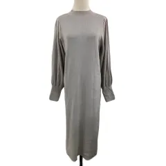 ナチュラルクチュール natural couture ワンピース ニット Iライン ロング 2WAY 無地 長袖 F グレー