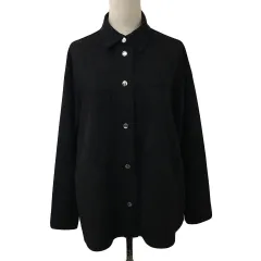 ザラ ZARA ジャケット シャツ スタンダード スエード調 カットオフ 無地 長袖 USA M 黒 ブラック