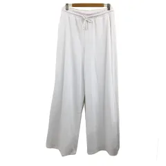 ザラ ZARA パンツ ワイド イージー ロング ウエストゴム 無地 USA L 白 ホワイト