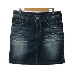 クイーンズロウ ボブソン Queen's Low スカート 台形 ミニ デニム M 紺 ネイビー
