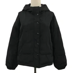 レトロガール RETRO GIRL ジャケット 中綿 ブルゾン ジップアップ フード 無地 長袖 M 黒 ブラックのサムネイル