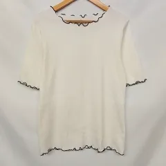 GLOBALWORK グローバルワーク Beauteeメローリブ5分袖 オフホワイト L 〇□・□○