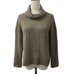 ナチュラルビューティーベーシック NATURAL BEAUTY BASIC セーター ニット オフタートル プルオーバー リブ 無地 長袖 S 茶 ブラウン