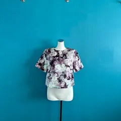 1584 LANVIN en Bleu ランバンオンブルー 花柄 半袖 ブラウス 38 紫系のサムネイル