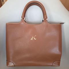 希少✨Kitamura キタムラ キャメル レザー ハンドバッグ トート ベルト