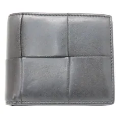 【中古】BOTTEGA VENETA ボッテガヴェネタ 二つ折り財布 ブラック カセット イントレチャート 黒 財布 レザー A2601199【無料ギフトラッピング承ります】