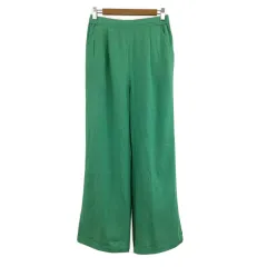 グリーンレーベルリラクシング ユナイテッドアローズ green label relaxing glr パンツ ワイド ロング ウエストゴム ドロスト 無地 ヘンプ 38 緑 黄緑 グリーン ライトグリーン