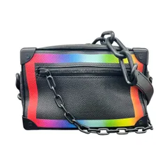 LOUIS VUITTON 極美品 ルイヴィトン 19AW ミニソフトトランク M30351 タイガ ショルダーバッグ FL2189 レザー ブラック マルチカラー ヴァージルアブロー メンズ クロスボディ Aランク 鑑定済 中古 LOUIS VUITTON 極美品 ルイヴィトン 19AW ミニソフトトランク M30351
