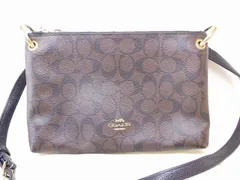 COACH コーチ F76646 シグネチャー PVC×レザー クロスボディ ショルダーバッグ ■ ダークブラウン系 レディース □8C