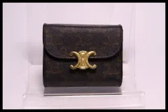 ■CELINE トリオンフ スモールフラップウォレット レザー 三つ折り財布 セリーヌ ■0312kd3056-7M