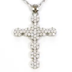 K18WG ネックレス ダイヤモンド 2.00 ct カード鑑別書 総重量約13.0g 約44cm