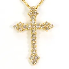 K18YG ネックレス ダイヤモンド 0.50ct カード鑑別書 総重量約3.3g 約40cm