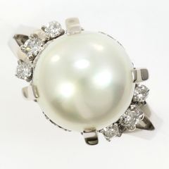 Pt900 白蝶真珠（南洋真珠）ダイヤモンドリング 約12mm 0.50ct - メルカリ
