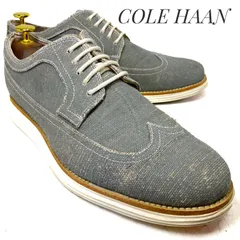 【ほぼ未使用】COLE HAAN コールハーン LUNARGRAND  WINGTIP OXFORD CANVAS SHOE ウィングチップ オックスフォード キャンバス シューズ グレー 26.5cm　革靴 カジュアル メンズ