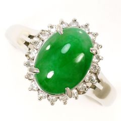 Pt900 翡翠 1.17ct ダイヤモンド0.30ct リング 指輪 - メルカリ