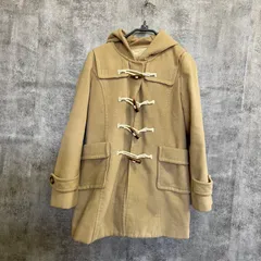 【k-345】ダッフルコート フード付き ベージュ トグルボタン ロングコート レディース 防寒 厚手 ウール調 アウター カジュアル ナチュラル 古着