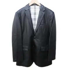 バーバリーブラックレーベル BURBERRY BLACK LABEL ラムレザー チェスターコート テーラードジャケット 裏地ノバチェック 羊革 M 黒 ブラック 0321