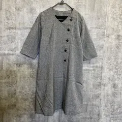 【k-347】ロングワンピース レディース ツイード調 ブラウン 長袖 ノーカラー ボタンデザイン 上品 クラシック 秋冬 ワンピース 古着 カジュアル 大人コーデ