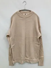 UNIQLO U ユニクロユー ニット/セーター XL ベージュ ウール・ニット 無地 ミドル丈 長袖 クルーネック(丸首)