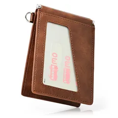 【人気商品】入れ ic 定期券 カードケース 両面 2つ折り バタフライ 革 大容量 メンズ 薄型 収納 定期入れ 免許証 パスケース (ダークブラウン)