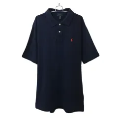 ポロ ラルフローレン POLO RALPH LAUREN ポロシャツ プルオーバー ポロカラー ロゴ 刺繍 半袖 XL 18-20 170 紺 赤 ネイビー レッド