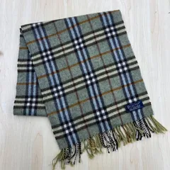 Burberrys バーバリーズ ストール カシミヤ フリンジ チェック柄 グリーンのサムネイル