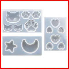 星 月 ハート型 シリコンモールド 肉球 ネックレス イヤリング 猫 ピアス ペンダント 可愛い キーホルダー アクセサリー 3個セット パーツ シリコン シリコン 型 手作り 型 樹脂 粘土 uvレジン 抜き型
