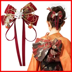 1#) (赤 写真撮影 結婚式 卒業式 入学式 花火大会 七五三 漢服 振袖 着物 浴衣 和装 髪留め ヘアアクセサリー キツネ リボン 蝶結び ヘアクリップ 狐 成人式 髪飾り