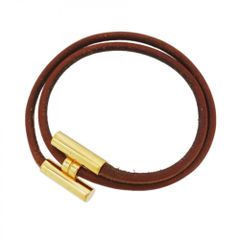 エルメス(Hermes) エルメス ブレスレット トゥルニ GPメッキ レザー ゴールド ブラックレディース