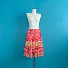 1489 Blumarine ブルマリン シルク100% 花柄 パネルプリント スカート I38 ボタニカルのサムネイル